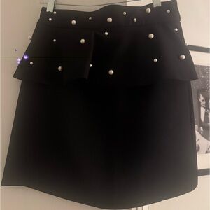Zara Black Pencil Skirt with Pearl Details